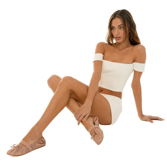 Are You Am I Off The Shoulder Minka Crop Top - S White - Picture 1 of 3